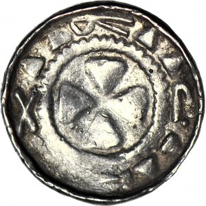 Denar krzyżowy XIw, krzyż/krzyż maltański, pseudolegenda RIXA