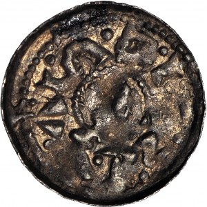 RRR-, Boleslaw II the Bold 1058-1079, Ducal denarius, prince on horseback, B. RARE DECORATION