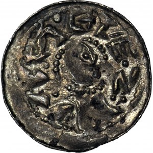 R-, Bolesław II Śmiały 1058-1079, Denar książęcy, książę na koniu, krzyż