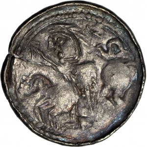 R-, Boleslaw II the Bold 1058-1079, Duke's denarius, prince on horseback, letter S and small z
