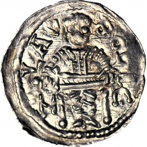 R-, Boleslaw IV Krzrzawy, Denar, Relic/Knight with error S.ADALBERZIAO