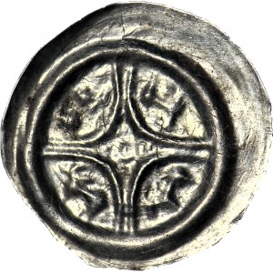 RR-, Leszek der Weiße 1194-1227, Krakau, Brakteat, vier Hirsche in Bögen