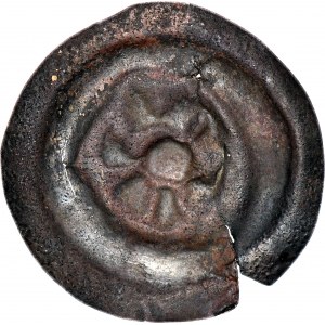 RR-, Niederschlesien, Obol oder breiter Brakteat 21mm, 2. Hälfte des 13. Jahrhunderts, Rosette oder 6-blättrige Blume