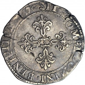 R-, Heinrich Valois, König von Polen, Frank 1576, Marke 9, Rennes, Datum im Rand auf der Rückseite