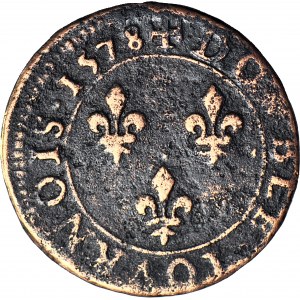 Valois, King of Poland, Double tournois (double denarius) 1578 A, Paris, nice