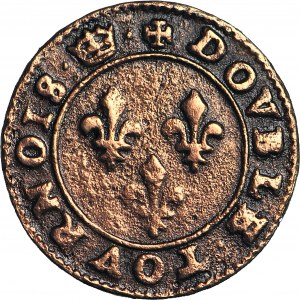 Walezy, Król Polski, Double tournois (podwójny denar), w miejscu daty korona