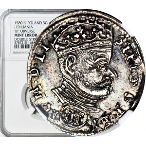 Stefan Batory, Trojak 1580, Wilno, pierwszy rocznik, pod popiersiem (III)