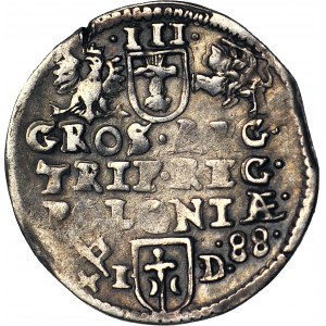 RR-, Sigismund III. Vasa, Trojak 1588, Poznań, seltene Büste des Königs