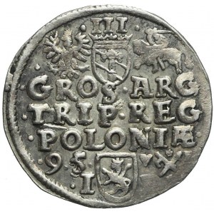 Sigismund III Vasa, Trojak 1595, Poznań, initials V-I