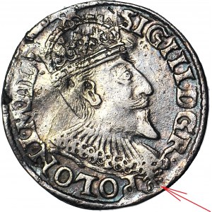 RR-, Sigismund III Vasa, Trojak Olkusz 1595, Gitter unter Büste, T.12 mk, R5