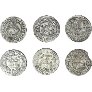 6 szt. zestaw, Zygmunt III Waza, Półtoraki 1620-1625, ładne