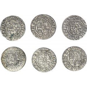 6-teiliger Satz, Sigismund III Vasa, Halbspuren 1621-1626, schön