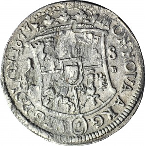 R-, Jan III Sobieski, Ort 1677, Bydgoszcz, S-B, 6 długich pasów, ładny