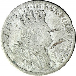 RR-, Augustus III Sas, Sixpence 1754, rarer bust