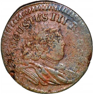 R-, August III Saxon, Penny 1754, letter H, AUGUTUS through U