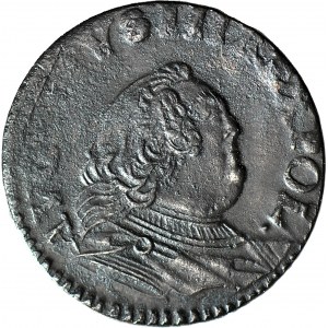 RR-, August III Sas, 1755 penny, anomalous