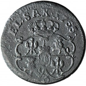 RR-, August III Sas, 1755 penny, Grünthal