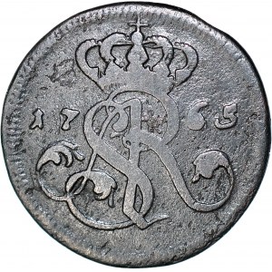RR-, Stanislaw A. Poniatowski, 1765 V-G penny under the coats of arms