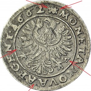 RRR-, Śląsk, Chrystian Wołowski, 3 krajcary 1662, Brzeg, podwójna ROZETA, E-W, nienotowany