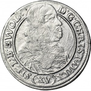 Śląsk, Chrystian Wołowski, 15 krajcarów 1663, Brzeg, SIL po nominale, WOL:, piękny