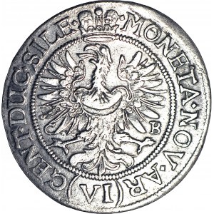 Śląsk, Ludwika Anhalcka, 6 krajcarów 1673, Brzeg, bez kropki, piękne