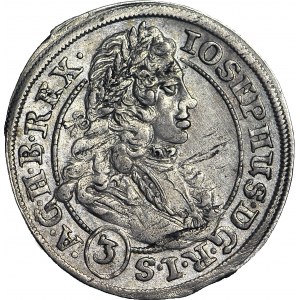 R-, Śląsk, Józef I, 3 krajcary 1705 CB, Brzeg, b. rzadki