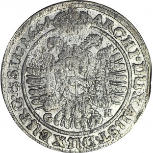 Silesia, Leopold I, 15 krajcars 1664 GH, Wrocław