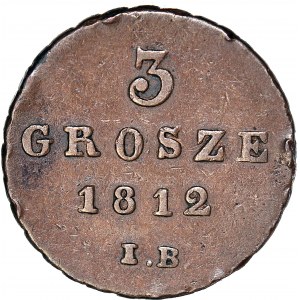 Duchy of Warsaw, 3 pennies 1812 IB, nice