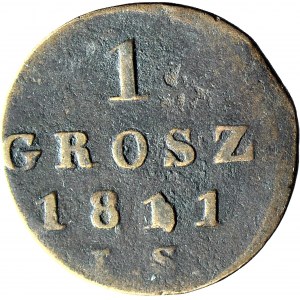 Principality of Warsaw, 1 grosz 1811 IS, in crumbling in date