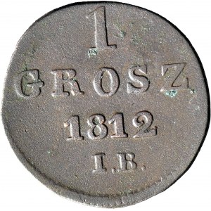 R-, Księstwo Warszawskie, 1 Grosz 1812 IB, wąska data, rzadki