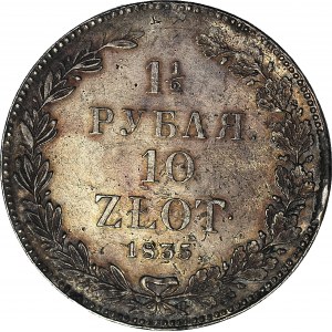 Russian Partition, 10 zlotys = 1 1/2 rubles 1835 NG, St. Petersburg