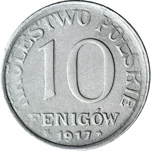 Kingdom of Poland, 10 fenig 1917, inscription near edge