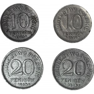 Kingdom of Poland, set of 10 and 20 fenigs 1917 and 1918