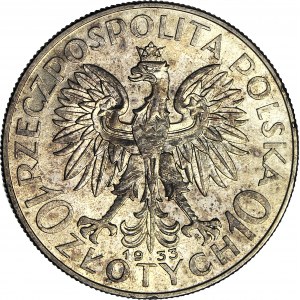 10 złotych 1933, Głowa, piękne
