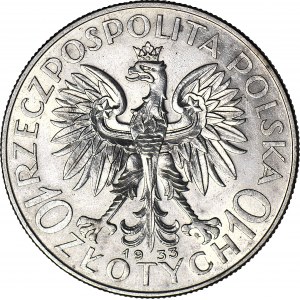 10 złotych 1933, Głowa, piękna