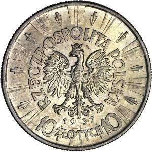 10 gold 1937, Pilsudski, rarer vintage, minted