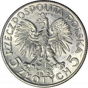 5 złotych 1933, Głowa, mennicza