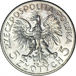 5 złotych 1933, Głowa, mennicza