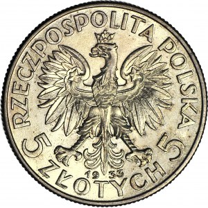 5 złotych 1933, Głowa, mennicza