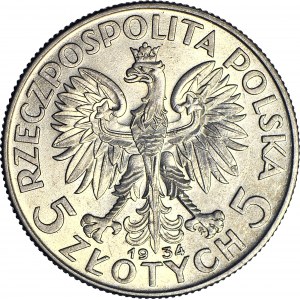 5 złotych 1934, Głowa, mennicza