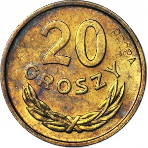 RR-, 20 pennies 1957, SAMPLE of the rarest twenty penny coin, brass, mintage of 100, rarity, c.a.