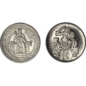 2 szt. zestaw 10 złotych 1964 i 1965 Kazimierz Wielki i Syrenka, PRÓBY mennicze