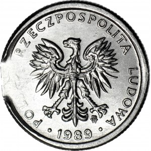 R-, 1 złoty 1989, DESTRUKT, końcówka blachy, menniczy