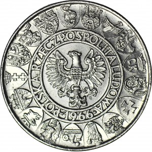 RR, 100 zloty 1966, Mieszko and Dabrowka, destruct, Fading Goslawski inscription