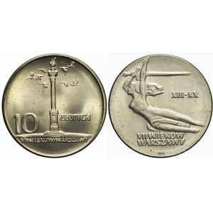 Zestaw, dwie monety 10 złotych 1965, VII wieków Warszawy