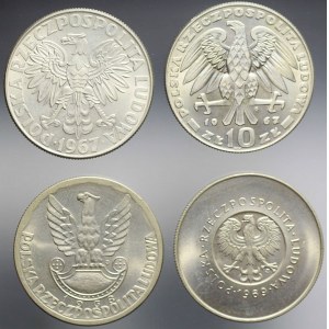 Zestaw czterech monet 10 złotych, lata 1967-1969