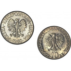 2 szt. zestaw 10 złotych 1960 i 1965 Kościuszko i Kopernik, duże, mennicze