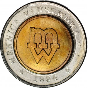 5 złotych 1994, Warszawa, PRÓBA TŁOCZENIA, mennicze