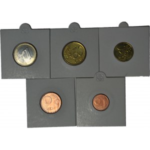 Belgia, 5 szt. monet z 1999 roku, 1 Euro, 50, 10, 5 i 1 cent