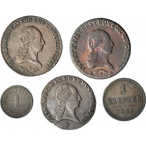 Austria, set of 5 copper pieces